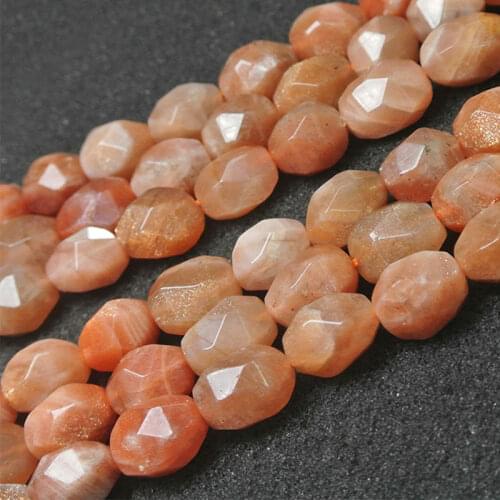 Natural Faceted Oval Olivary Rice Sunstone Beads For Jewelry Making Beads Bracelets For Women Gift 15'' DIY Beads Trinket