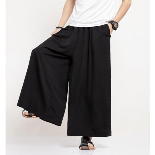 2021 Spring Summer New Mens Wide-leg Pants Streetwear Korean Loose Large Size Japanese Harem Nine-point Casual Flared Pants Men
