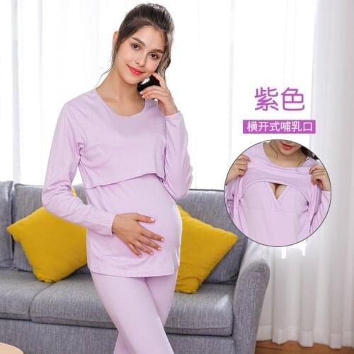 Pure Cotton Maternity Clothes Spring Autumn Long Johns Breastfeeding Suit Soild Pregnant Pijama Women Homewear Nursing Pyjama