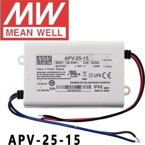 Original Mean Well APV-25-15 meanwell 15V/1.68A Constant Voltage design 25.2W Single Output LED Switching Power Supply