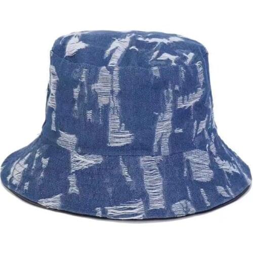 New Solid Color Cowboy Fishermans Hat Women Denim Panama Bucket Hat Outdoor Sun Hat Section Lovers Fashion Wild Hats casquette