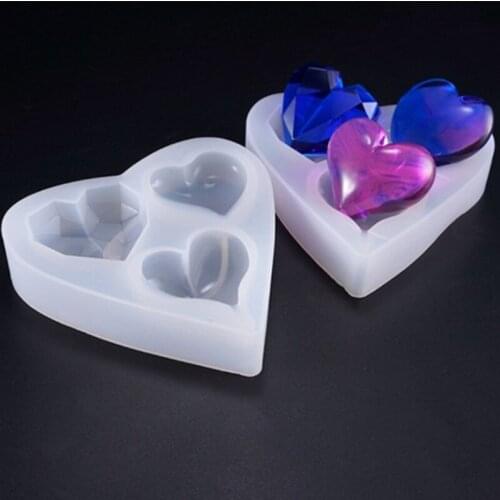 Pyramid Silicone Mold Diamond Shaped Stereo Spheric Button Love Heart Resin Jewelry Making Mould Epoxy Pendant Craft Diy Tool