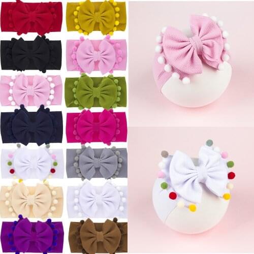 Fashion Baby Nylon Bow Headband Newborn Bowknot Round Ball Headwrap Flower Turban Girls Kids Hair Bands Gift 2021