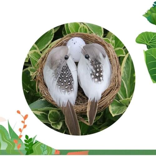 1 Set Realistic Feathered Birds with Nest & Birds Egg, Artificial Birds for Garden Parties Lawn Decor Home Car Ornament