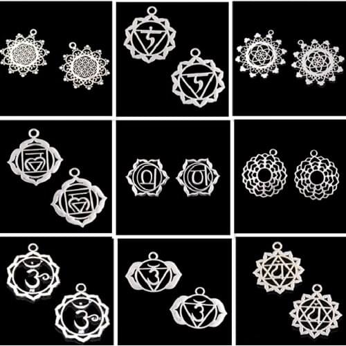 Retro Metal Tag Pendant, Chakra Charm, Flower of Life Charm, Yoga Charm, Ogan Energy Charm, DIY Charms Jewelry Accessories A798