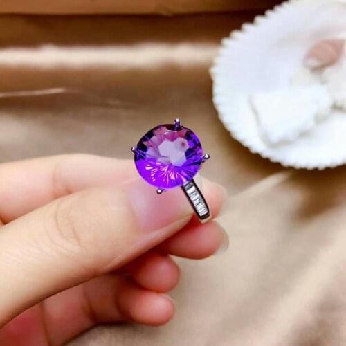 Shilovem 925 sterling silver piezoelectric amethyst Rings fine Jewelry women trendy party open classic new 12*12mm mj1212022agz