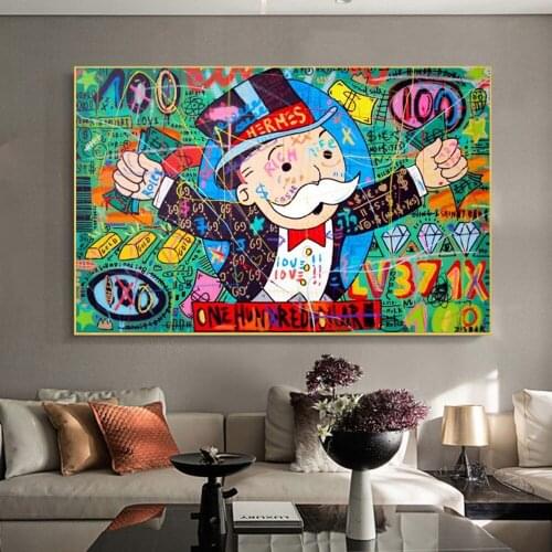 Modern Pop Art Get the Money Print on Canvas Painting Street Graffiti Art Cartoon Poster for Room Home Wall One Piece Decoration