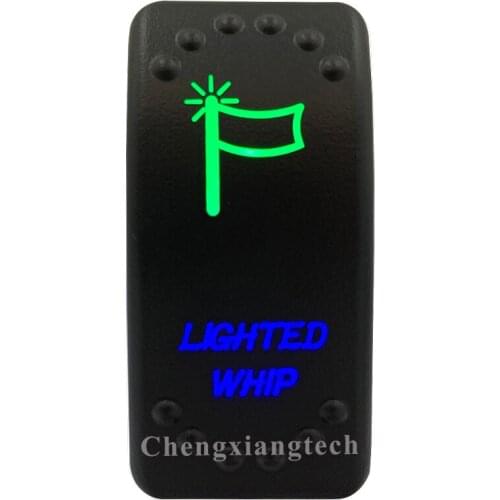 Lighted Whip Up Green & Down Blue Led Light Rocker Push Switch 5Pins SPST ON/OFF 12V 24V For Marine Boat Car Waterproof