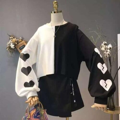 Japanese Harajuku Girls Long Sleeve Sweatshirts Gothic Lolita Tops Love Heart Sweatshirts Pullover Fashion Tops