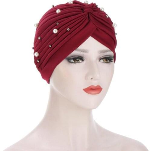 New Fashion Women Starry Sky Beaded Stretchable Turban Hat Head Cover Headband Ladies Turbante