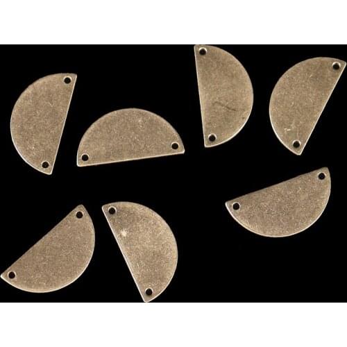 20 pieces of brass semicircle connector semicircle charm fashion jewelry accessory, pendant with 2 holes