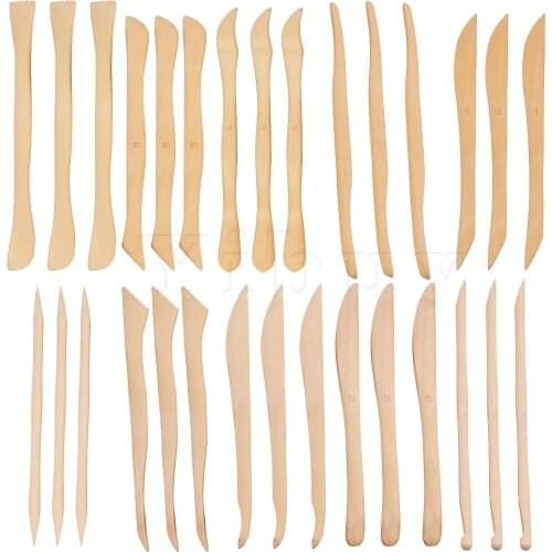 30Pieces Boxwood Vintage Fine Limb Clay Sculpture Tools Wooden Color