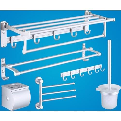 Space aluminum Bathroom shelf holder rack with single lever bathroom Households paper racks towel shelves toilet brush hooks
