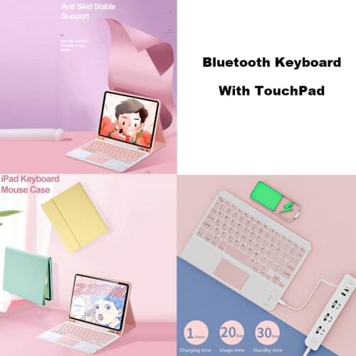 Waterproof Generation Wireless Bluetooth Keyboard With Touchpad Tablet Cover For Apple ipad pro 11 Cloth Leather Keyboard Case
