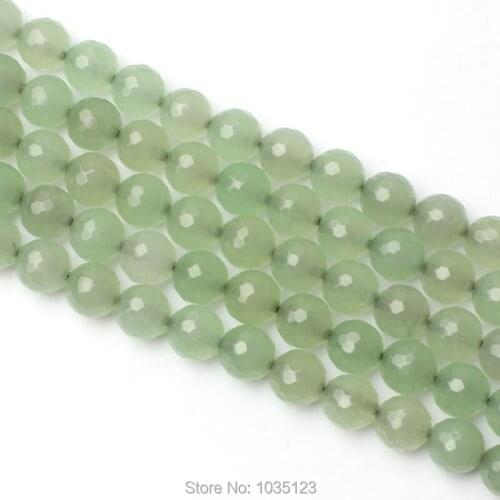 High Quality 10mm Natural Light Green Jades Faceted Round Shape Gems Loose Beads Strand 15" DIY Creative Jewellery Making w3410