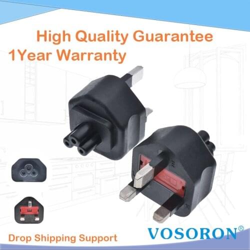 High quality black Copper Standart 10A 250V British standard to IEC320 C5 power adaptor plug convert socket