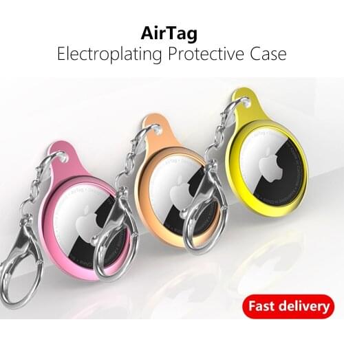 For Apple AirTags TPU Plating Protective Cover For Apple AirTag Locator Tracker Protection Case Anti-lost Device With Keychain