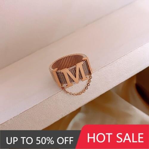 2021 Women Stainless Steel New Fashion Upscale Jewelry Hyperbole Hip Hop Punk Letter M Lettering Female Chain Wedding Rings
