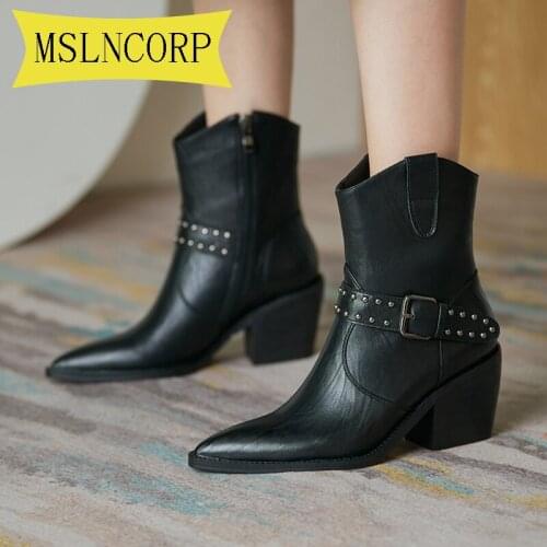 Big Size 34-43 Sexy Leather Women Boots Brand Fall Winter Warm Short Ankle Boots Platform High Heel Boots Waterproof Water Shoes