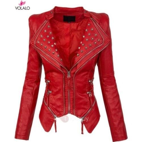 2019 Fashion Women Patchwork Smooth Motorcycle Faux Leather Jackets Ladies Long Sleeve Autumn Winter Biker Streetwear Coat 4XL