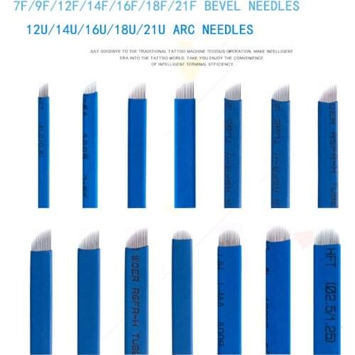 0.18mm Blue Flex and U Shape Eyebrow manual Tattoo needle Microblading Blades For Permanent Makeup microblading pen