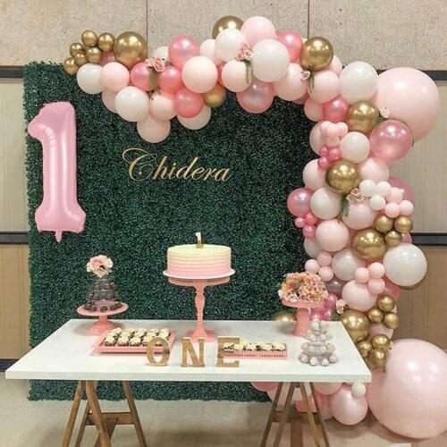 135pcs Pink White Gold Balloon Arch Garland Kit 1-9 Number Balloons Baby Shower Air Globos Wedding Birthday Party Decorations