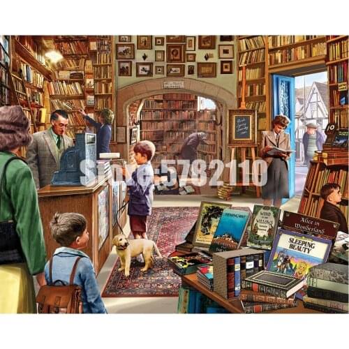 Old Book Shop DIY Diamond Embroidery Resin Diamond Mosaic People Literature Christmas full Diamond Painting Cross Stitch Kits