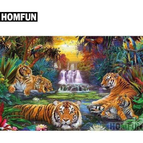 HOMFUN Full Square/Round Drill 5D DIY Diamond Painting "Forest Tiger" Embroidery Cross Stitch 5D Home Decor Gift A05071