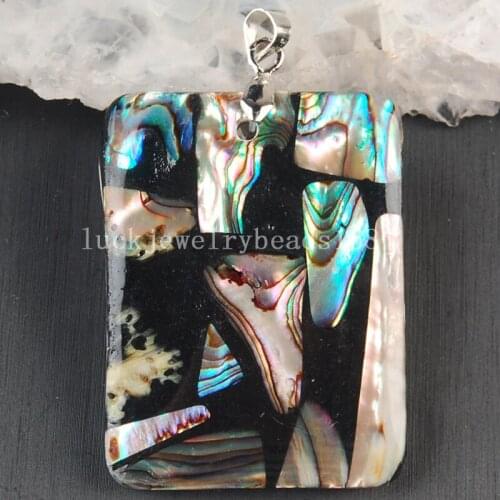 Free Shipping Women Fashion Jewelry 30x40mm Beatiful New Zealand Ablone Shell Art Oblong Pendant Bead 1pcs C3641