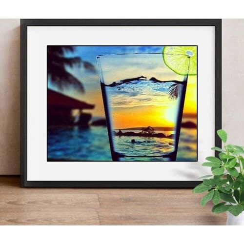 Diamond Mosaic Landscape Diamond Paintings Seaside Diamond Embroidery Cross Stitch Picture Of Rhinestones Lemon