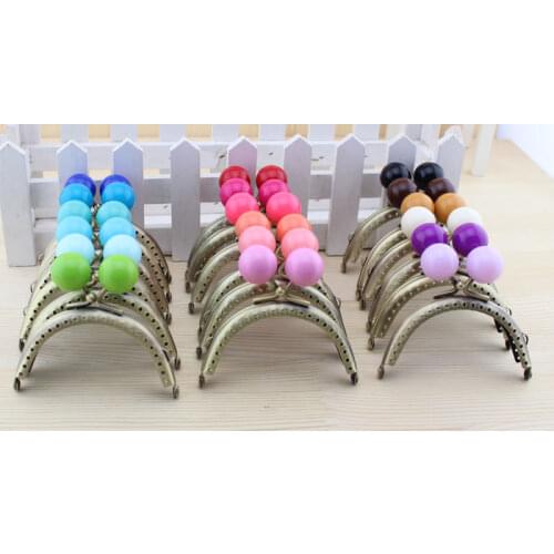 C4 10pcs/lot Semicircle 8.5CM Cute Large bead Candy bead bronze Thicken Metal Purse frame Kiss Clasp