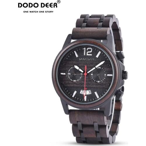 DODO DEER Mens Watch Wood Combination Wristwatch Luminous Chronograph мужские часы Waterproof Calendar Custom Herrenuhr