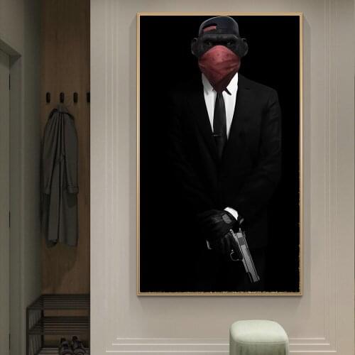 Black and White Animal Canvas Wall Art Modern Fashion Decor Posters and Prints Monkey Wall Paintings Picture for Home Design