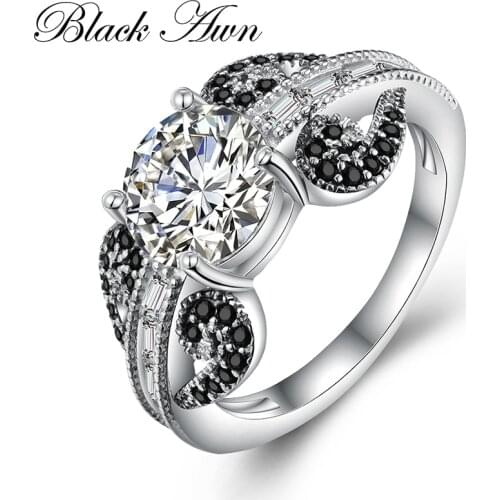 BLACK AWN 2021 New Genuine 100% Sterling 925 Silver Jewelry Square Engagement Rings for Women Gift C394