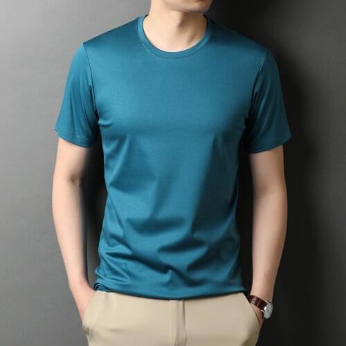 Mercerized Cotton T Shirt Men Short Sleeve Round Neck Lightweight T-shirt Crewneck Man Comfort Soft High Quality White Brand New