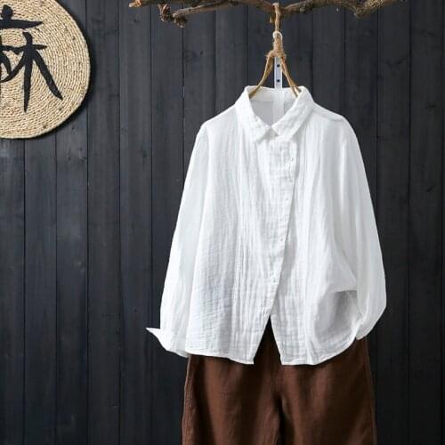 Cotton Chinese Style Clothing Women Blouses 2020 Cheongsam Top Chinese Traditional Shirt Blouse Hanfu Ladies Chinese Tops 10378