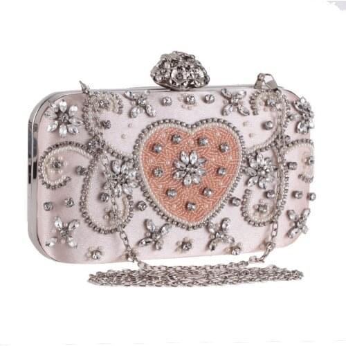 Famous Brand Woman Bags Pink Luxury Beading Evening Clutch Party Wedding Chains Shoulder Small Bag Female Handtassen Dames