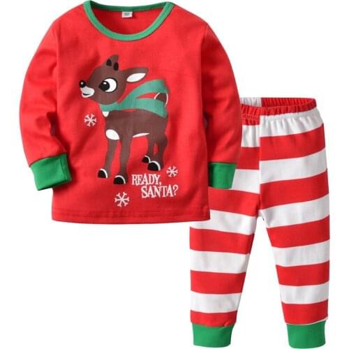 2018 New Cotton Christmas Children Pajamas Set Boys Girls New Years Sleepwear Long-sleeved Good Quality Kids Sleepwear Sets 1-5T