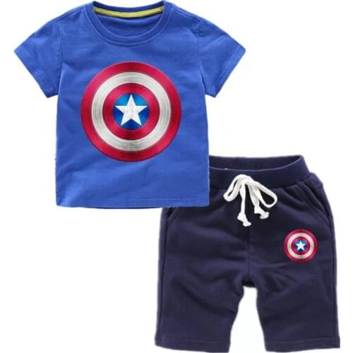 Marvel Avenger Captain America Boy Clothes Sets Kids T Shirt + Pants Childrens Clothing Suits Boy Sports Outfits