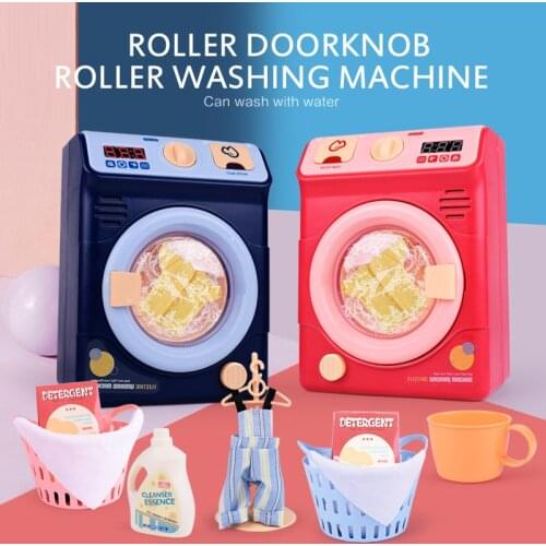 Pretend Play Washing Machine Toy Mini Childrens Simulation Cosmetic Sponge Makeup Brushes Cleaner Girl Play House Toy Gift 2020