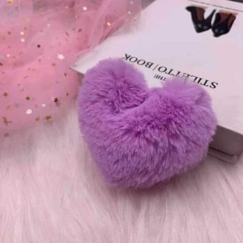 Cute Keychain Herat Keychain Fake Rabbit Fur Heart Pompom Key Chain Women Girl Bag Cars Simple Fluffy Keyring Jewelry Party Gift