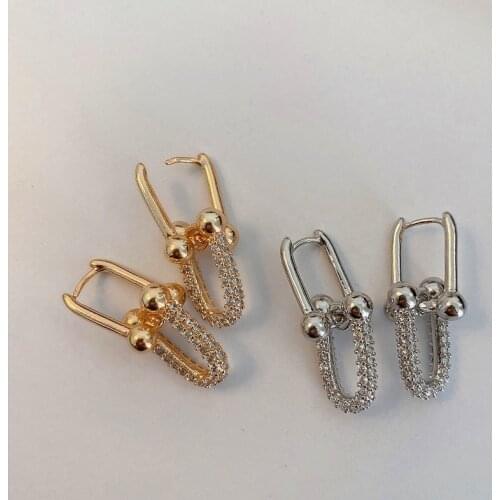 Miuoxion Retro U-Shaped Link Inlaid Zircon Earrings Personality Jewelry For Women Feature Namour Charm Gift All Seasons