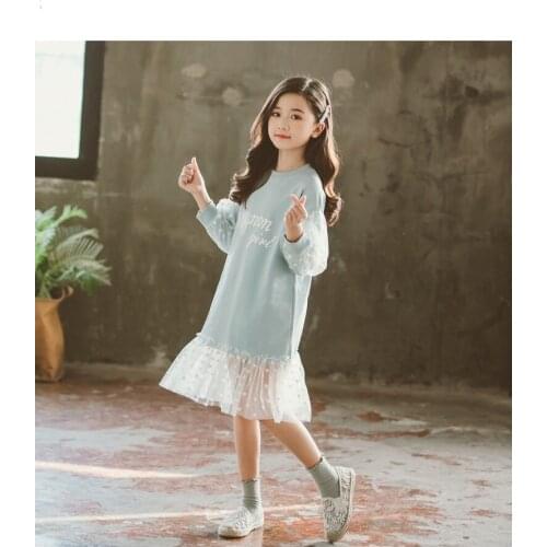 Fashion influx 2 wholesale girls autumn Korean version of the new female big boy wave yarn lanterns sleeves letter printing long