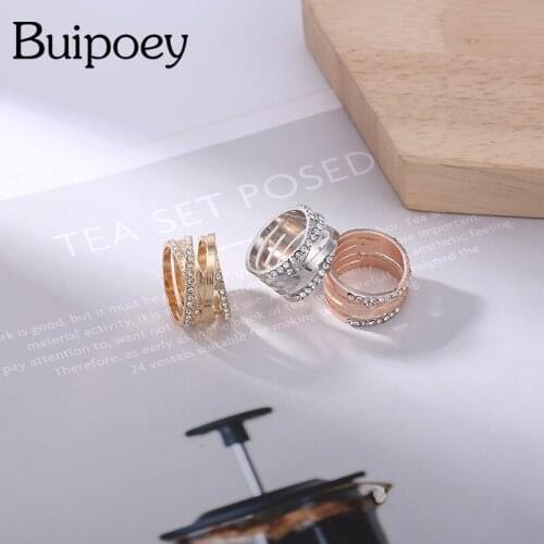 Buipoey Fashion Brilliant Polished Line Ring Original Shiny Crystal Stackable Couple Lovers Female For Women Engaged Jewelry