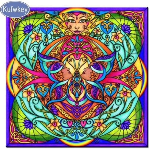 Rhinestone mosaic diamond painting mandalas"abstract goddess"diamond embroidery flower fairy 3d Cross Stitch full square round