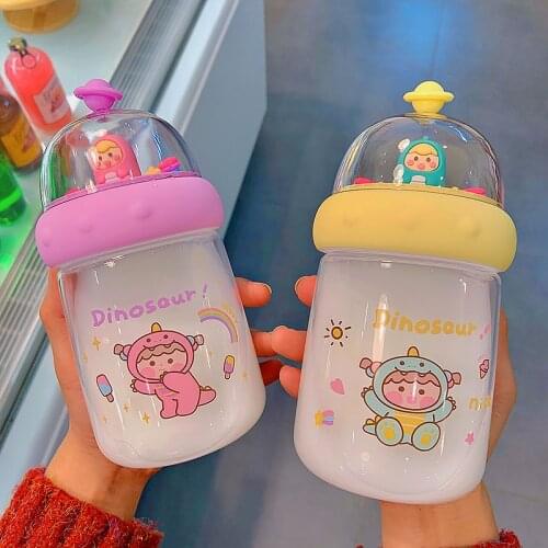 450ml Cartoon Princess Drink Water Straw Bottle Cup Plastic Ttle for Baby Kids Children Student Boy Girl Creative Gift Wholesale