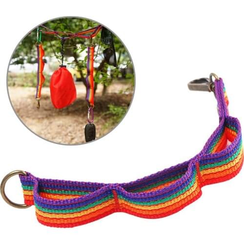 Nylon Webbing Hammock Strap High Load-Bearing Durable Camping Travel Portable Sling Climbing Rope Rainbow Outdoor Key Chain 4