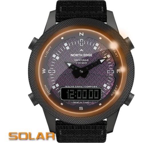 2021 New Men Solar Digital Watch Mens Outdoor Sport Watches Full Metal Waterproof 50M Compass Smart Watch