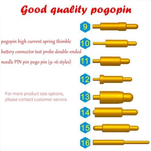 Pogopin high current spring thimble battery connector test probe double-ended needle PIN pin pogo pin (9~16 styles)