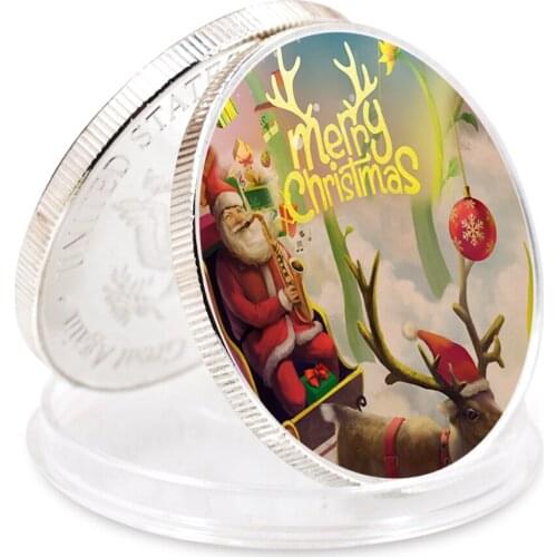 Merry Christmas Silver Plated Metal Coin Collectible Challenge Coin Art Crafts for Collection